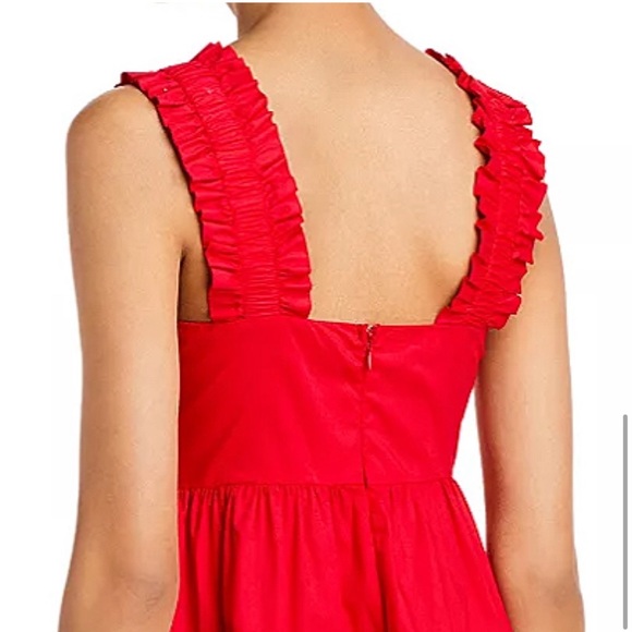 AQUA Double Lined Poplin Tiered Red Mini Dress Size Medium - Picture 2 of 5